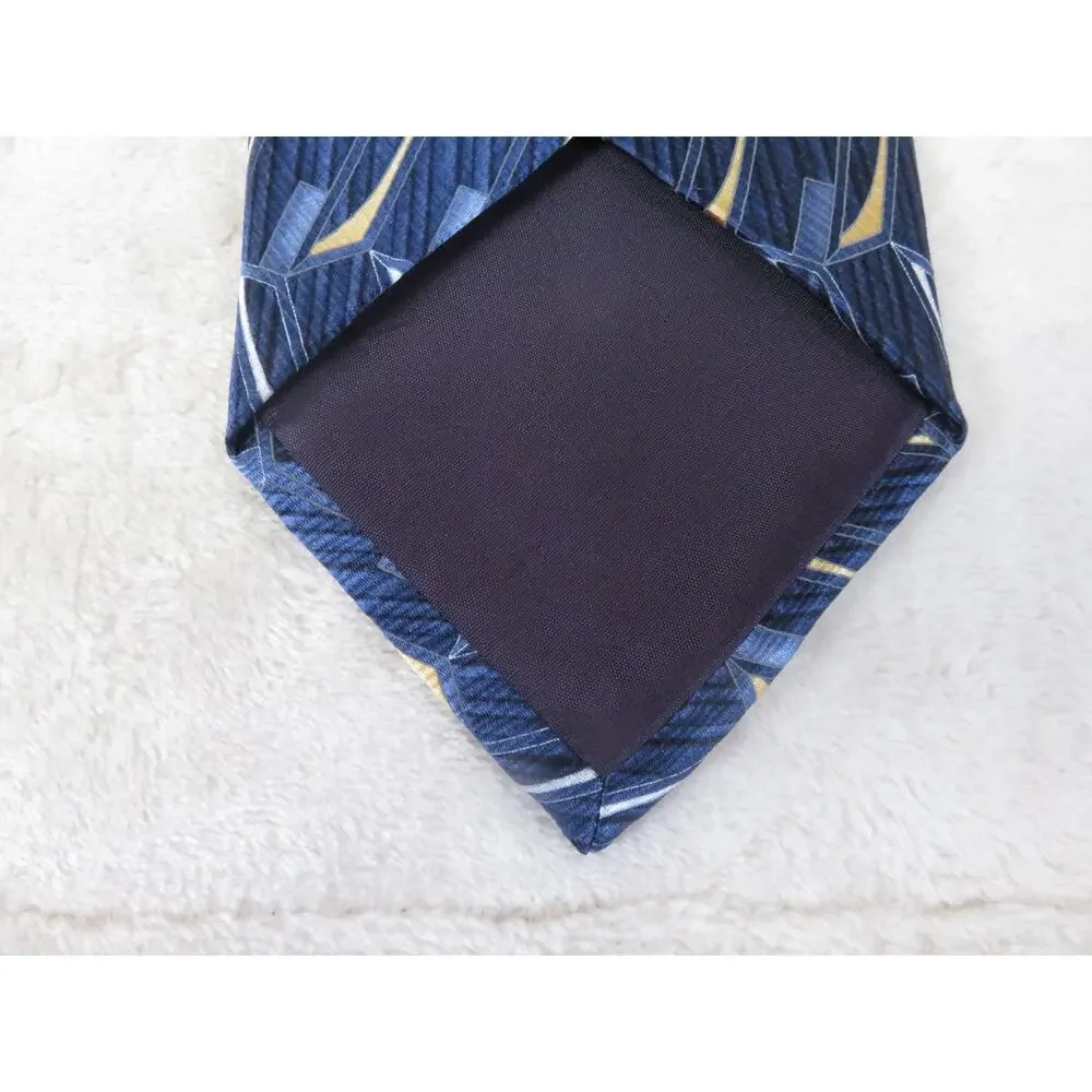 Vintage Arrow Tie 100% Silk Geometric Blue Designer USA Men's Neck Tie 4